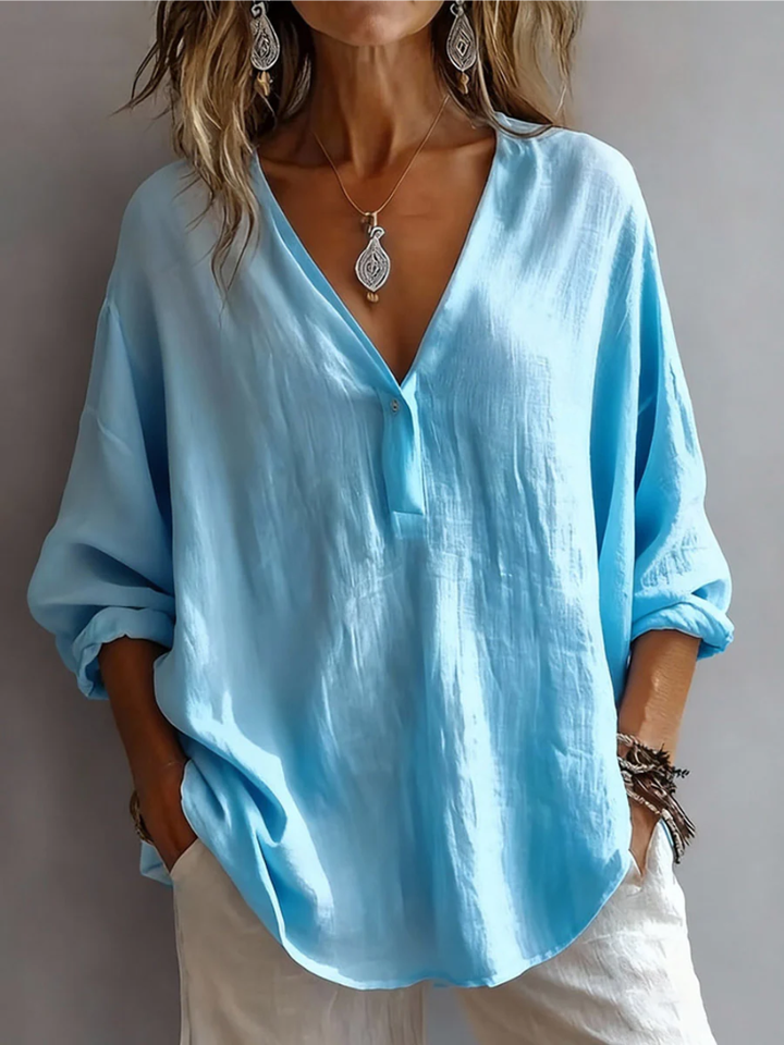 Melna - Elegant V-Neck Blouse