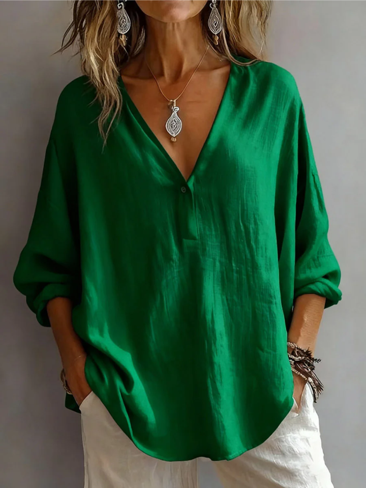 Melna - Elegant V-Neck Blouse