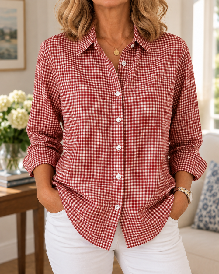 Tala - Long Sleeve Gingham Button Up Shirt