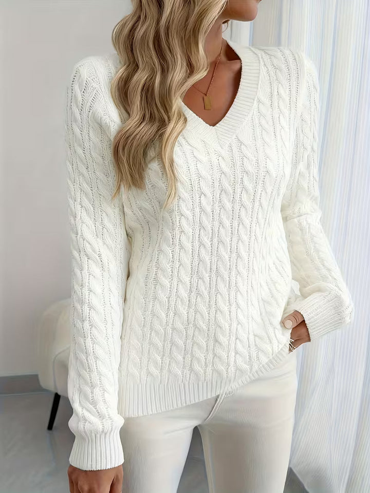 Lenea - Cable Knit Long Sleeve Sweater