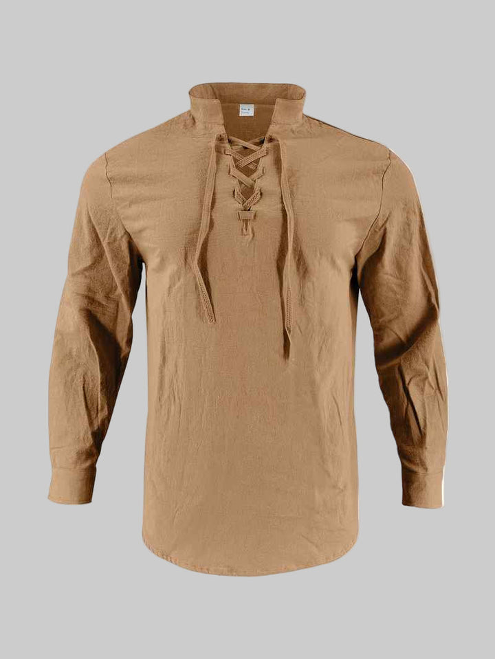 Darshana - Linen Mandarin Polo Shirt