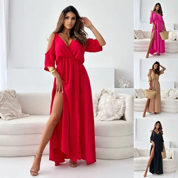 Lene - Off The Shoulder Dress With A Slit