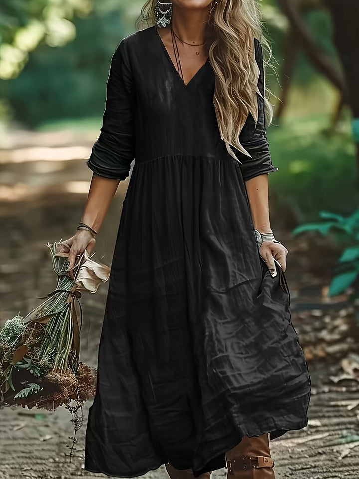 Shirron - Fashionable Long Dress With V Neck