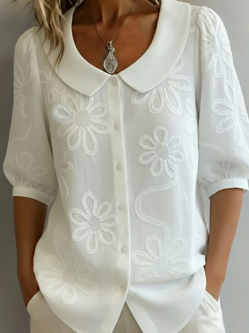 Blerta - Floral Blouse With Natural Elegance