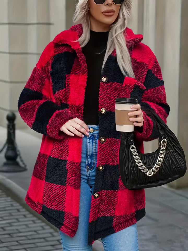 Amelena - Cross-Border Plaid Plush Jacket