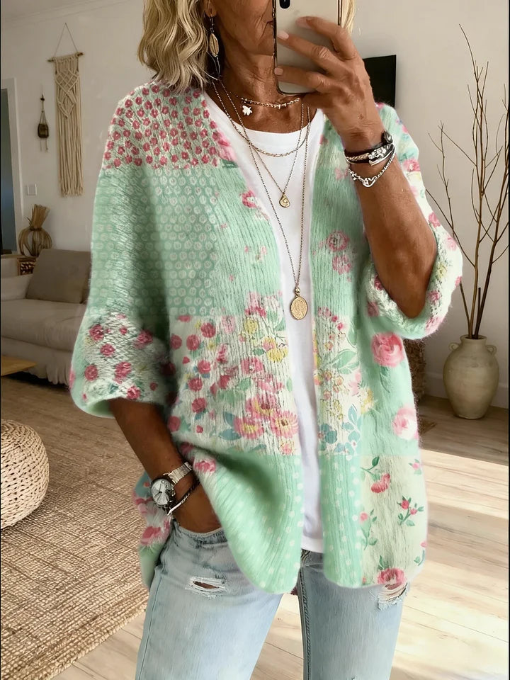 Stevena - Elegant Floral Pattern Sweater