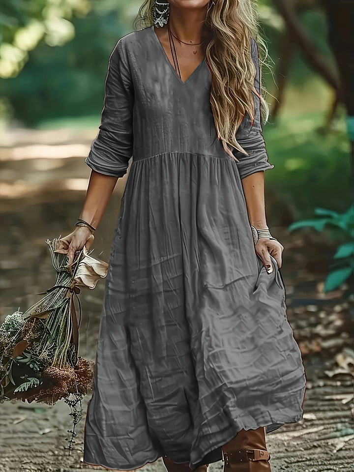 Shirron - Fashionable Long Dress With V Neck