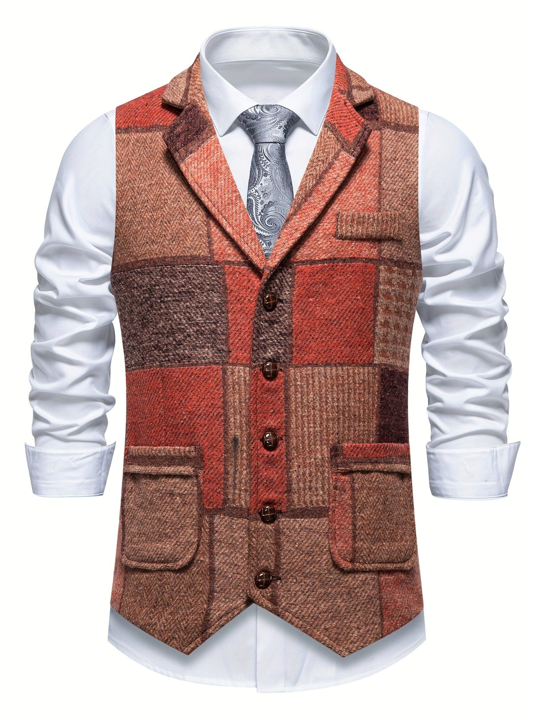 Saverse - Patchwork Herringbone Tweed Vest