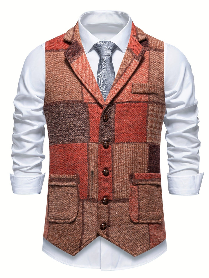 Saverse - Patchwork Herringbone Tweed Vest