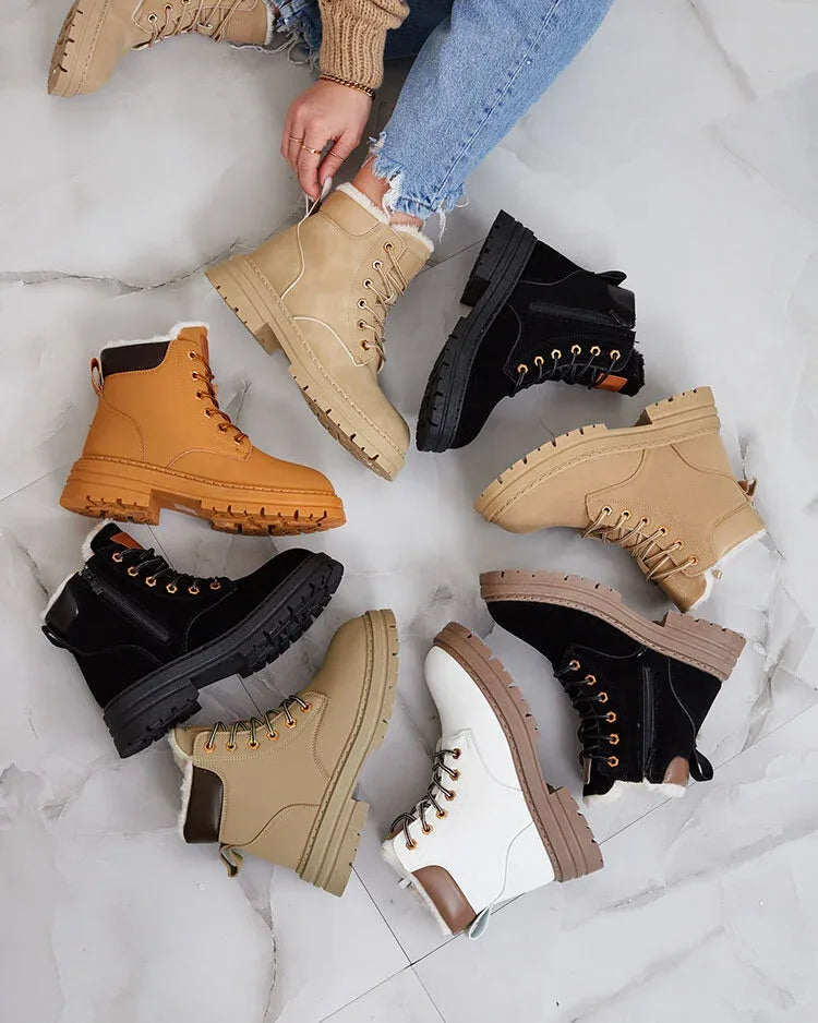 Frejolene - Ankle Boots with Laces and Chunky Soles