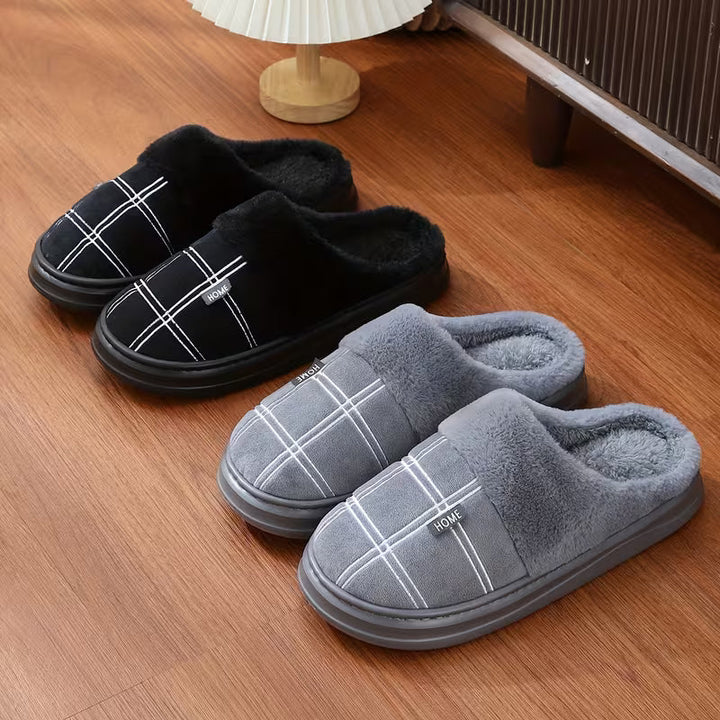 Wioviotrace - Plush Slippers With Checkered Pattern