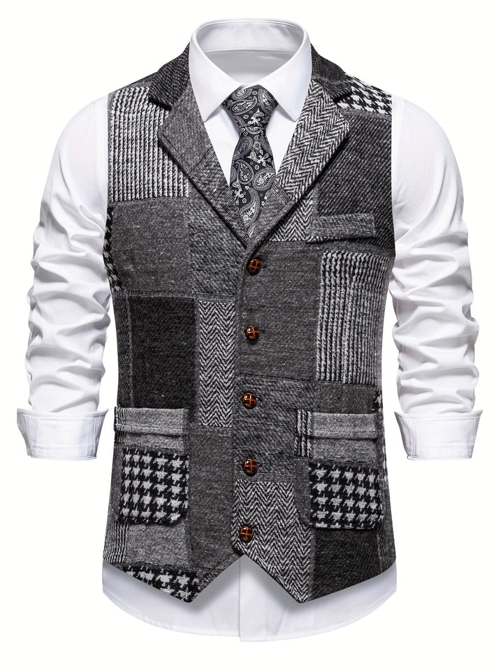Saverse - Patchwork Herringbone Tweed Vest