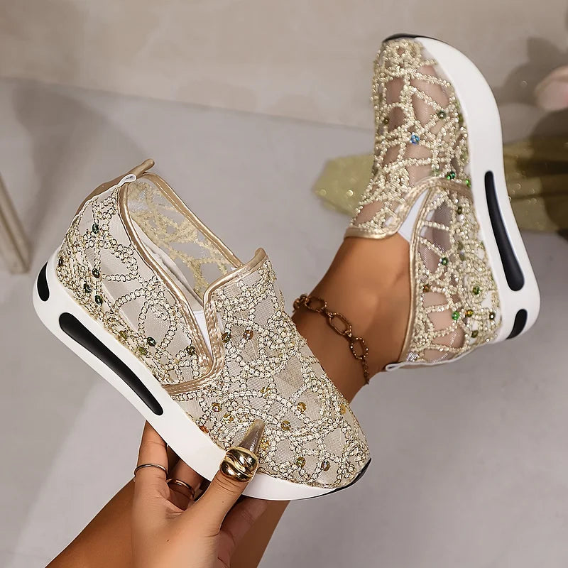 Heleen - High Waisted Sequined Sneakers