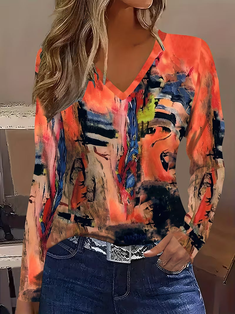 Marisita - Abstract Print Long Sleeve Top