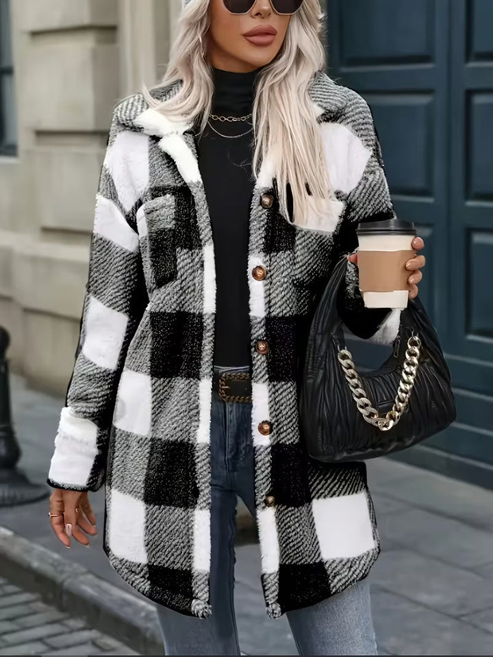 Amelena - Cross-Border Plaid Plush Jacket