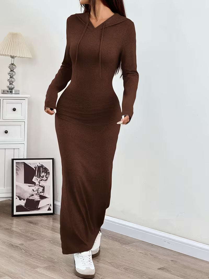 Valeia - Long Sleeve Maxi Dress With Hood