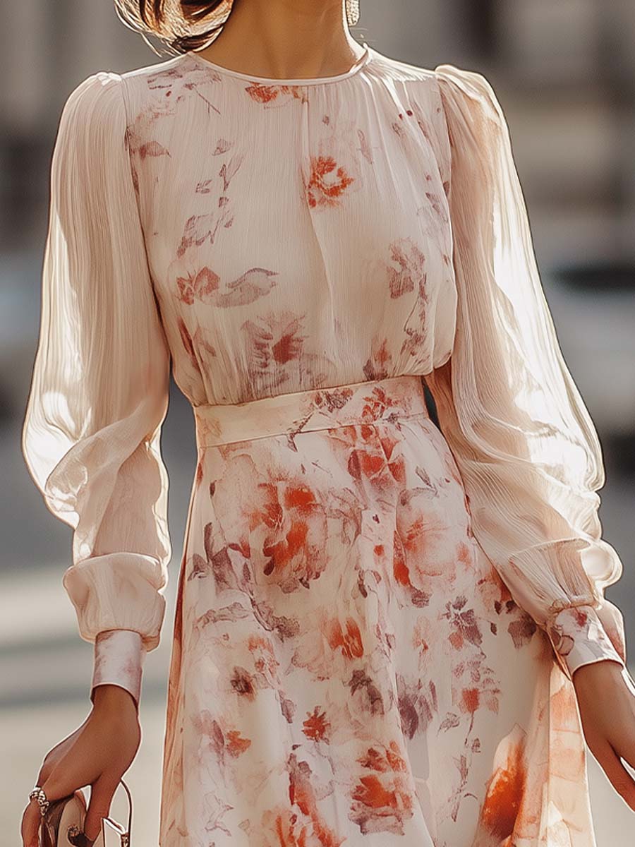 Shiella - Pleated Floral Print Dress