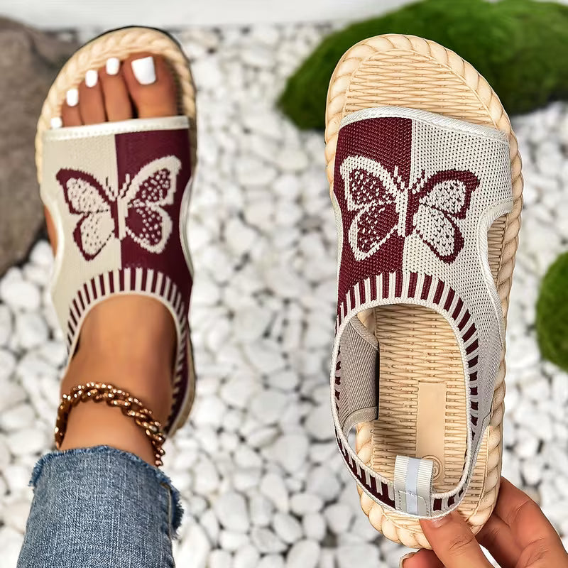 khulood - Comfortable Butterfly Pattern Flat Sandals