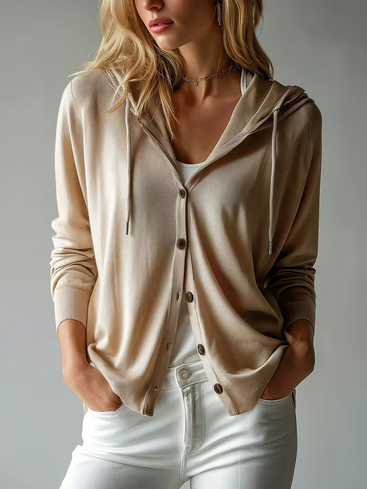 Avila - Long Sleeved Button Hooded Cardigan