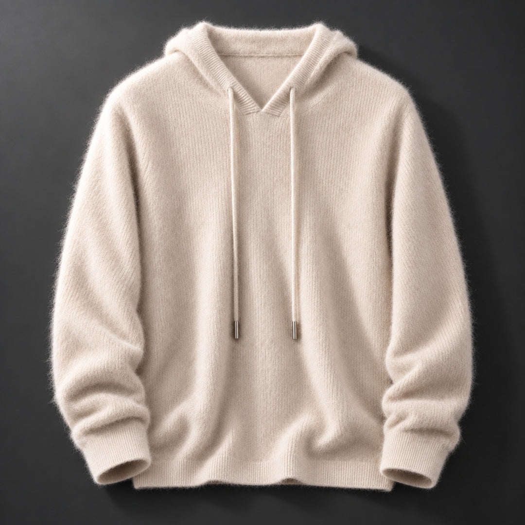 Leopmarek - Knitted Hoodie With Drawstring and Ribbed Cuffs