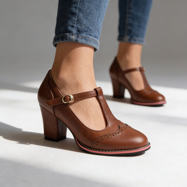 Fiorella - Classic Buckle Strap Mid Heel Pumps