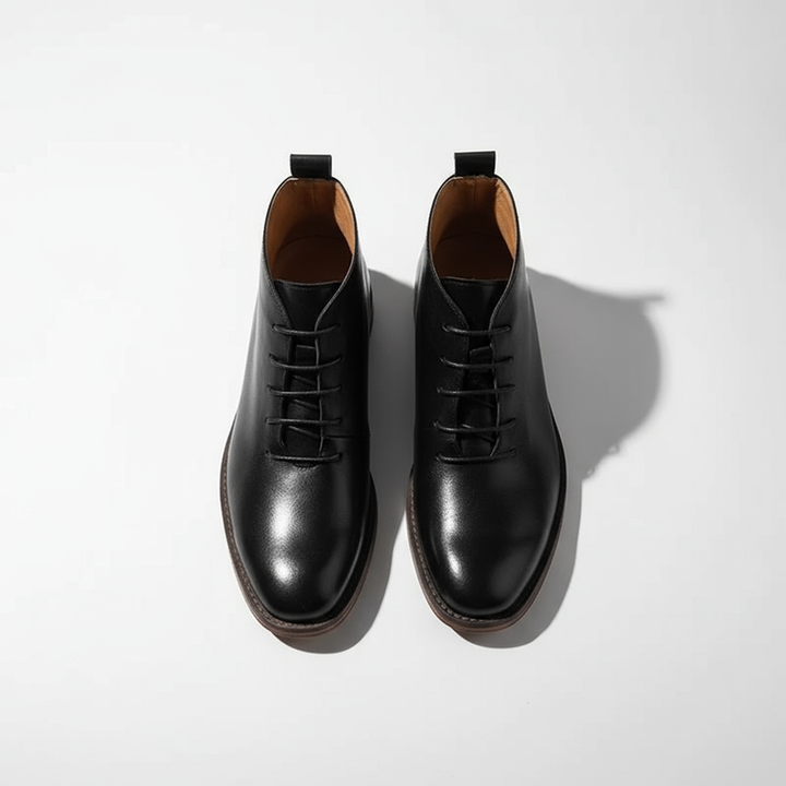 Stratosguard - Leather Lace-Up Ankle Boots With Round Toe