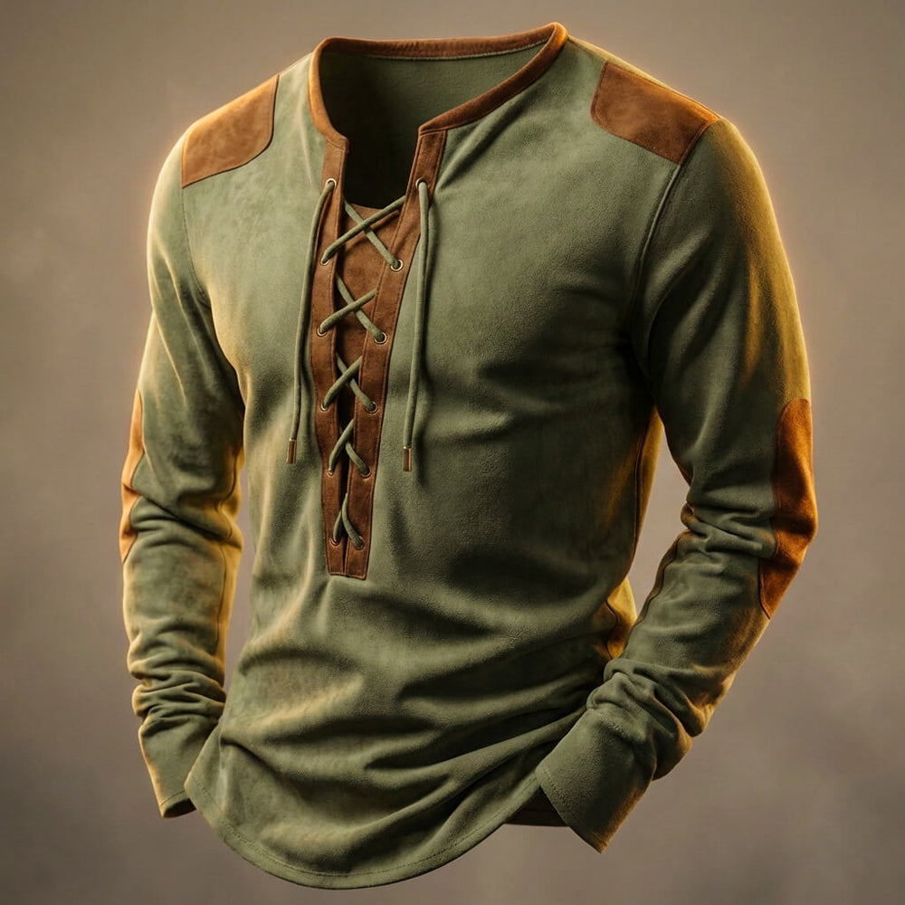 Kruno - Faux Suede Henley Shirt