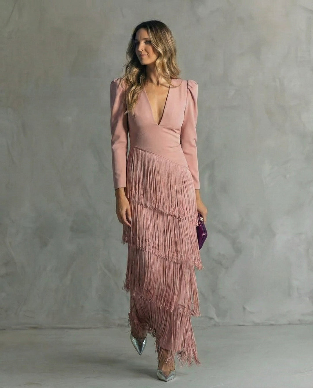 Nipuni - Elegant Dress With Fringe Sleeve