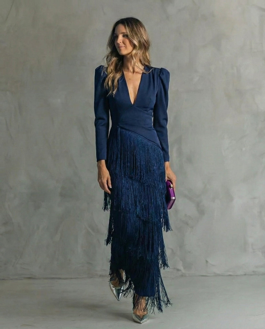 Nipuni - Elegant Dress With Fringe Sleeve