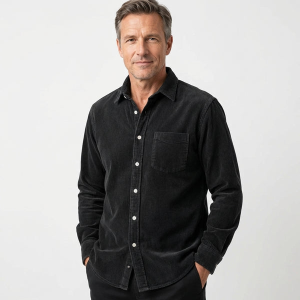 Heshan - Corduroy Shirt With Button