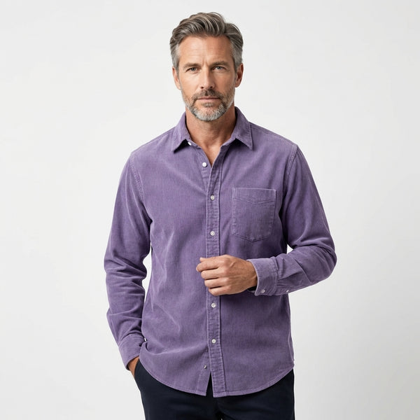 Heshan - Corduroy Shirt With Button