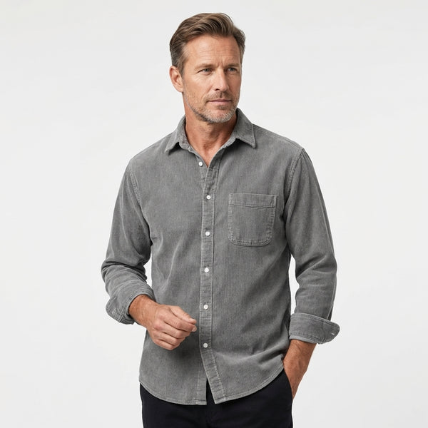 Heshan - Corduroy Shirt With Button