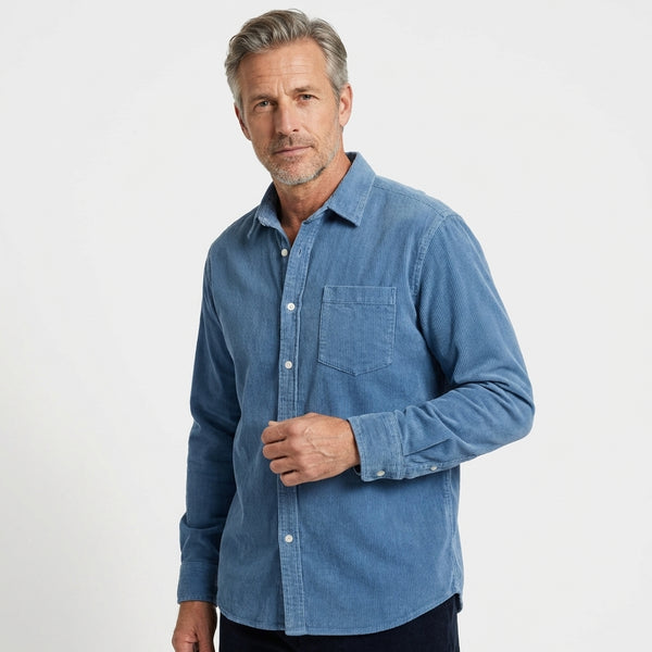 Heshan - Corduroy Shirt With Button