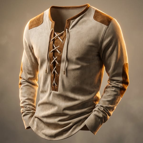 Kruno - Faux Suede Henley Shirt