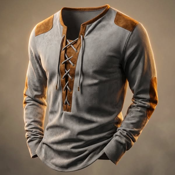 Kruno - Faux Suede Henley Shirt