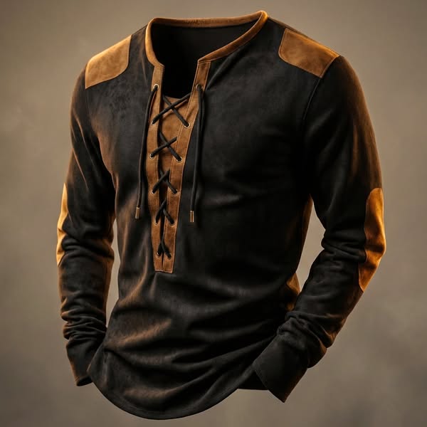 Kruno - Faux Suede Henley Shirt