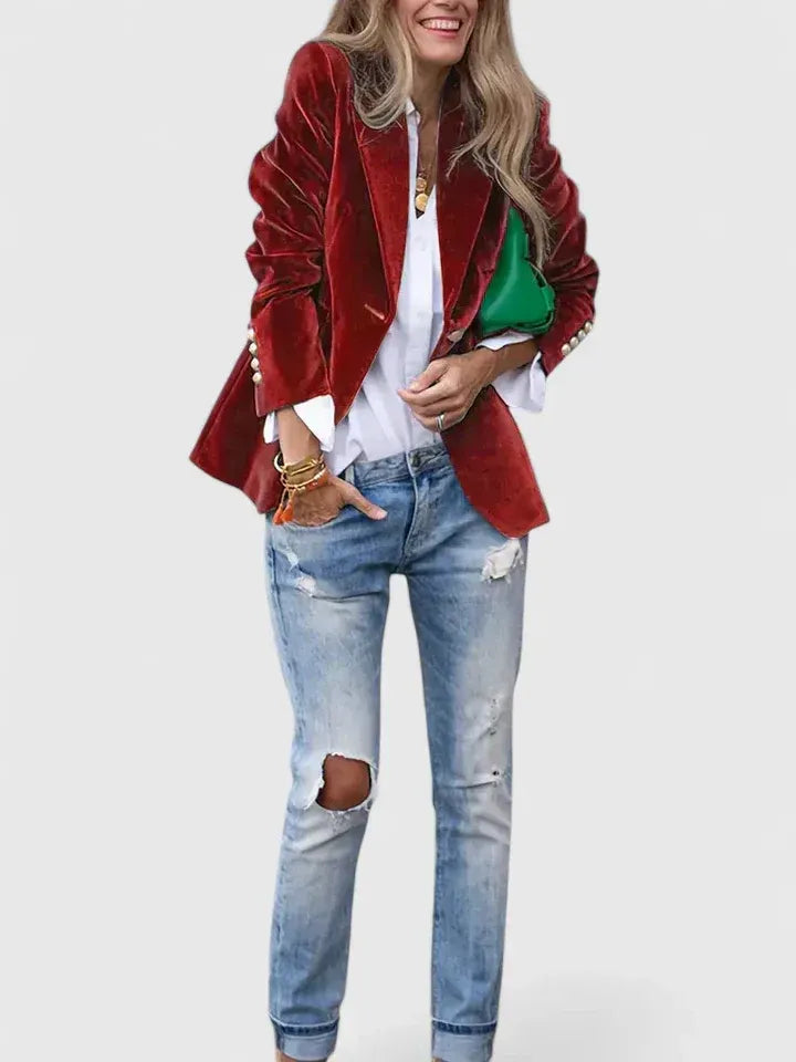 Dagmara - Single Breasted Velvet BLazer
