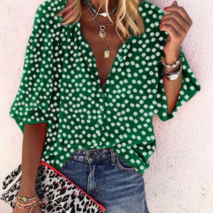 Nathally - Short Sleeve Blouse With Button