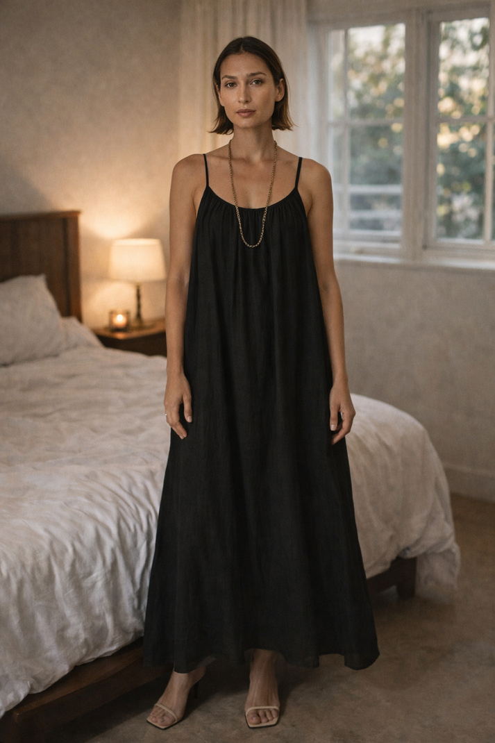Buvini - Elegant Backless Loungewear Dress For Summer