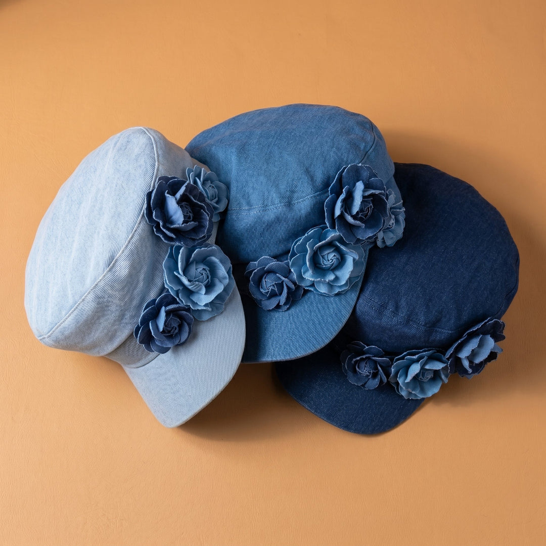 Nelisha - Floral Embellished Denim Cap