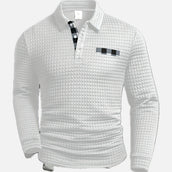 Gidard - Long Sleeve Waffle Polo Shirts
