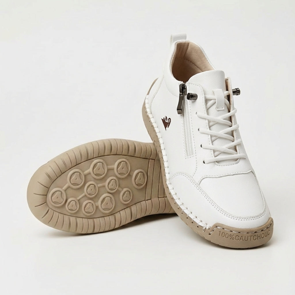 Echogrid - Lace-Up Zip Sneakers with Contrast Stitching
