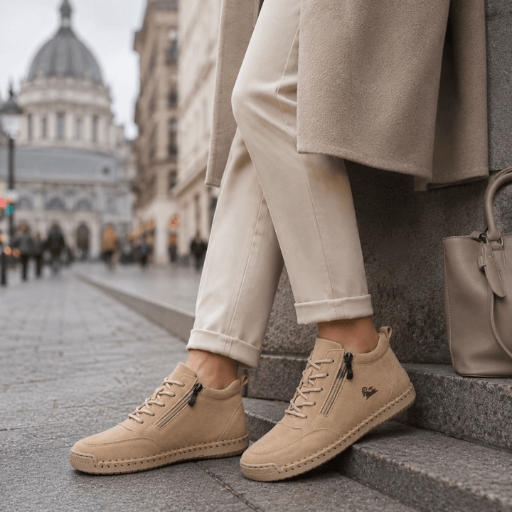 Lovielle - Lace-Up Sneakers With Side Zipper