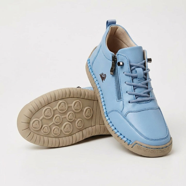 Echogrid - Lace-Up Zip Sneakers with Contrast Stitching