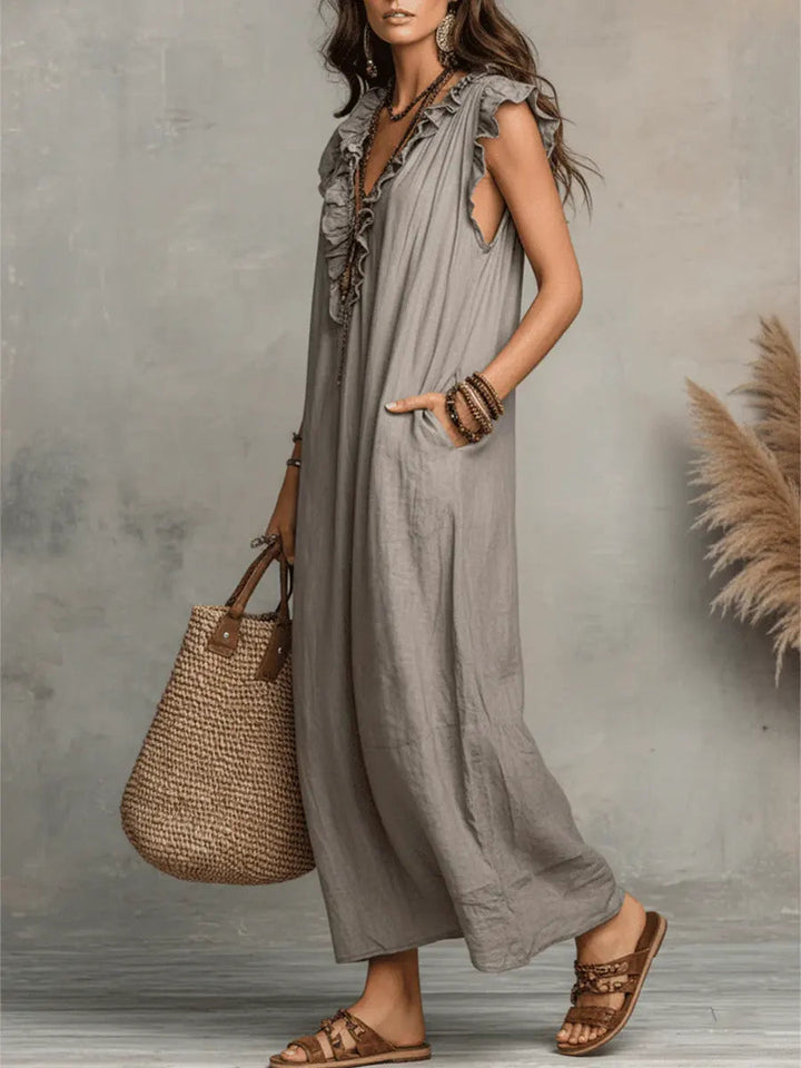 Uanavi - Bohemian Long Dress in Linen