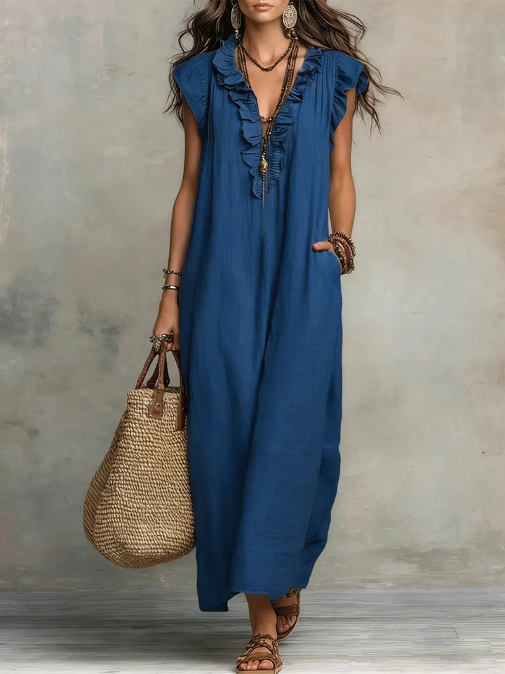 Uanavi - Bohemian Long Dress in Linen