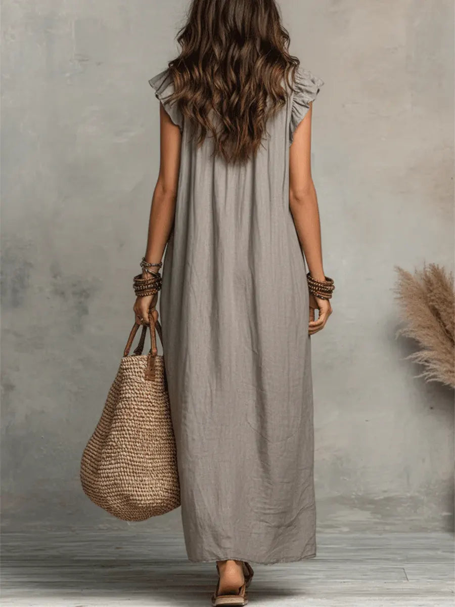 Uanavi - Bohemian Long Dress in Linen