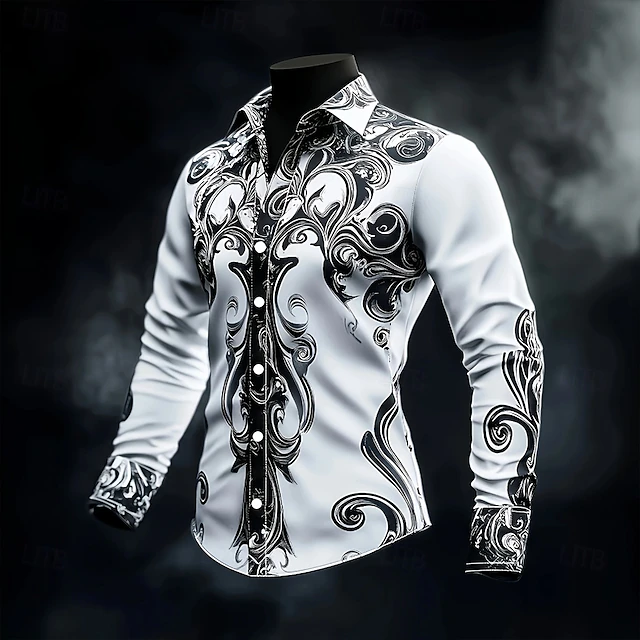 Leighton- Vintage Baroque Pattern Button-Up Shirt