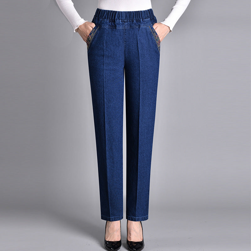 Loretie - Jeans With Side Pockets And Elastic Waist