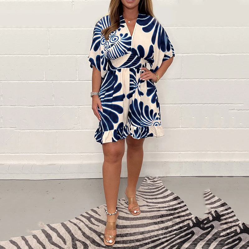 Linoya - Mini Dress With Bold Botanical Print